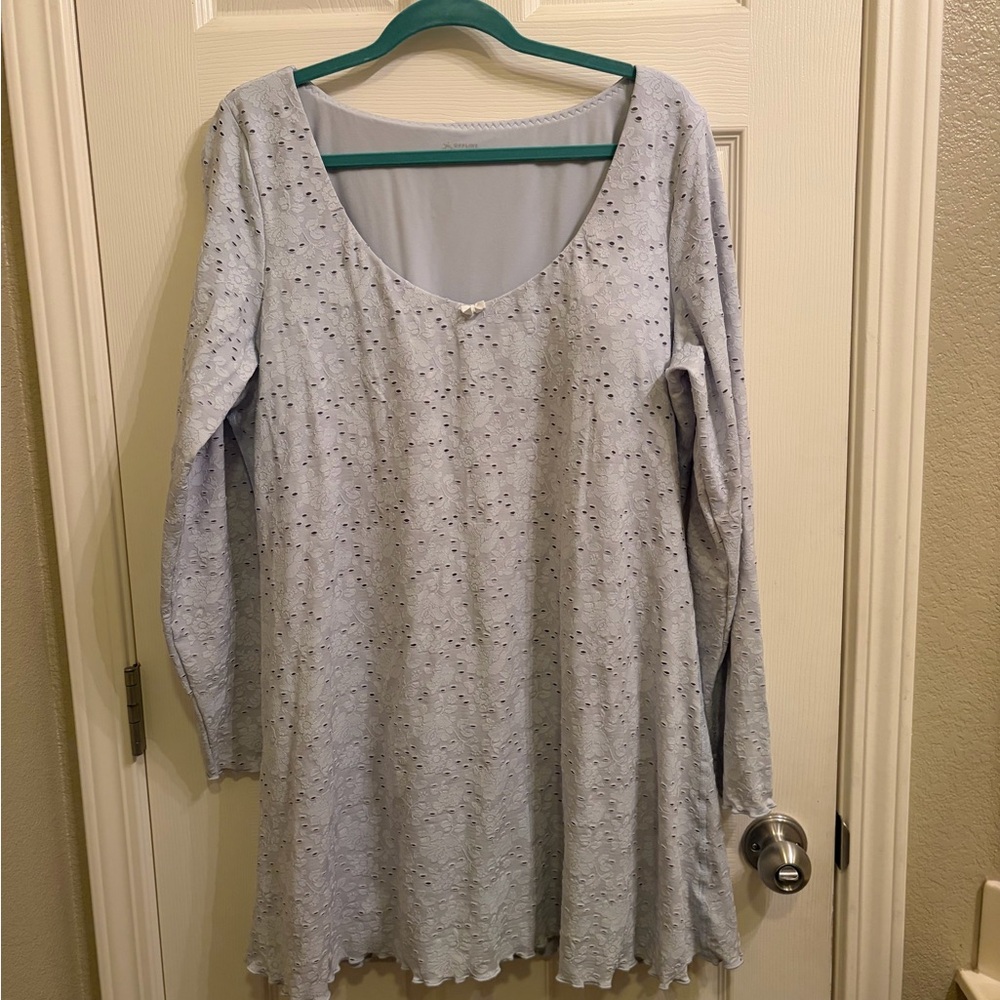 Women’s Offline by Aerie Light Blue Long Sleeve Mini Athletic Dress Floral XXL